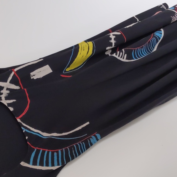 Desigual Short Sleeve Midi A-Line Dress S, Black with Colorful Abstract … - Picture 7 of 12